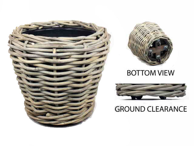 Drypot Sawah extra dickes Rattan Grau auf Rollen